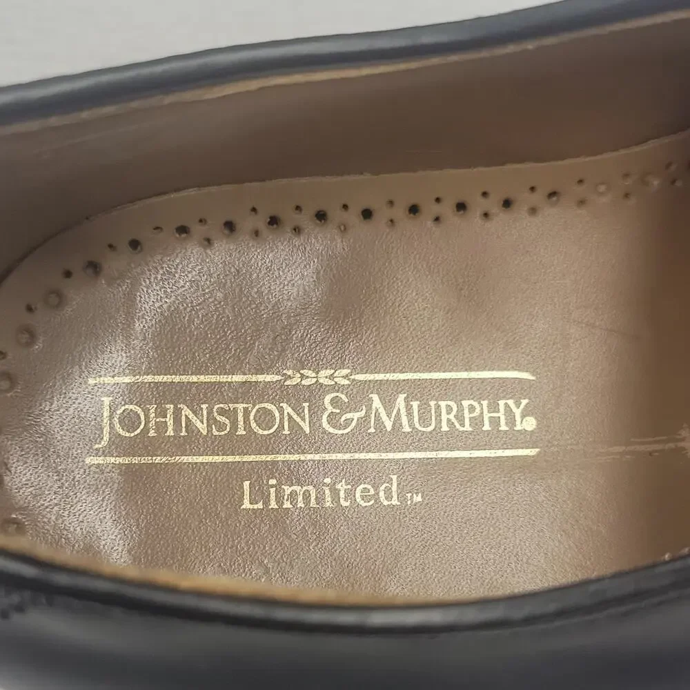 Johnston & Murphy Limited Black Leather Brogue Lace-Up Oxford Dress Shoes 10 D